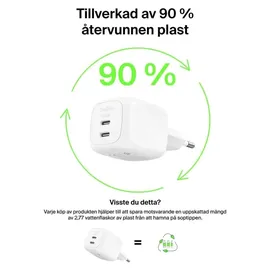 Belkin Dual USB-C Ladegerät Power Delivery und PPS (50 W) weiß