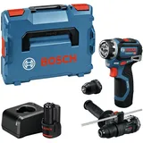 Bosch GSR 12V-32 FC inkl. 2 x 2,0 Ah Akku + Zusatzhandgriff + Tiefenmesser + L-Boxx 06019N7104 