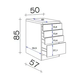 Flex-Well Unterschrank Morena 50 x 85 x 60 cm Grau