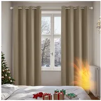 Deconovo Verdunkelungsgardinen Ösen Thermovorhänge Blickdicht Gardinen Winter Hitzeschutz, 214x107cm(HöhexBreite),
