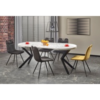 designimpex Esstisch Design Tisch rund HA-222 Marmor Weiß - Schwarz ausziehbar 100 - 250 cm schwarz|weiß rund - 100 cm x 75 cm x 100 cm