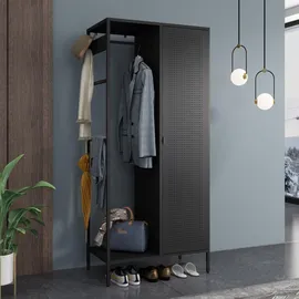 [en.casa] Kleiderschrank Puumala 80 x 180 x 45 cm Schwarz