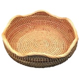 BYNYXI Geflochtener Obstkorb, 23cmx6cm Rattan Aufbewahrungskorb Natürliche Picknickkorb Organizer Weben Runde Ablage Korb Obstteller Brotkorb Schlüsselhalter für Küchenschränke Regal,1 Stück