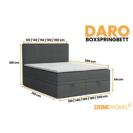 dein schlaf 24 BOXBETT DARO 140/200 in Velour/Cord Dunkelgrau - Marine