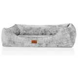 Knuffelwuff orthopädisches Hundebett Cremona aus strukturiertem Webstoff mit meliertem Charakter XL 105 x 75cm Hellgrau