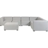 Beliani Lounge Set Hellgrau Stoffbezug Modular 7-teilig Linksseitig Ecksofa mit Ottomane Outdoor u. Indoor für 7 Personen Garten Terrasse Wintergarten