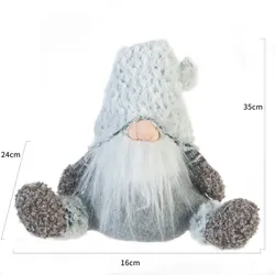 Rebecca Mobili Zwerg im nordischen Stil, H 35 cm aus grauem und weißem Stoff