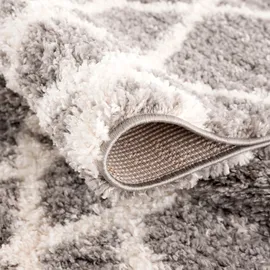 Carpet City Hochflor-Teppich CARPET CITY "Pulpy 540" Gr. 4, grau, B:200cm H:30mm L:290cm, Kunstfaser, Teppiche, Fransenteppich, besonders weich, mit Fransen, Rauten-Optik