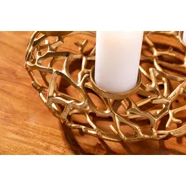 Riess-Ambiente Eleganter Kerzenhalter Abstract 38cm gold Kranz aus Ästen für 4 Kerzen Ø 38 cm,