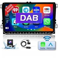 2+64GB DAB/DAB+ Android Autoradio mit Navi für VW Golf Polo Passat Skoda Seat mit Wireless Carplay Android Auto 9" Touchscreen Autoradio Bluetooth mit RDS FM GPS WiFi HiFi SWC DAB Rückfahrkamera