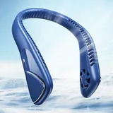 Jialexin Tragbarer Nackenventilator, Hals Ventilator Wiederaufladbar mit 6000mah, Persönlicher Ventilator mit 3 Geschwindigkeiten,Blattlos Ventilator FüR Sport,Reisen,Außen,Innen,Geschenk(Blau)