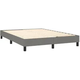 vidaXL Boxspringbett mit Matratze & LED Dunkelgrau 140x200 cm Stoff