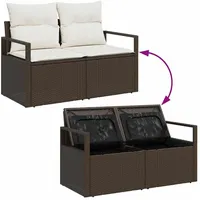vidaXL Garten-Sofa-Set 7-tlg. braun/weiß
