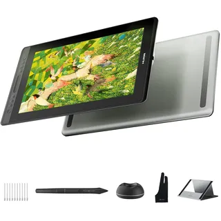 HUION Kamvas Pro 16 V2 Grafiktablett mit Display, 15,6 Zoll Volllaminiertes AG-Glas, 16384 Stiftdruck, 99% sRGB-Abdeckung, Smart Touch Bar und 6-Tasten-Kunsttablett, funktioniert mit Windows, Mac