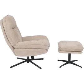 MCW Relaxsessel MCW-P32 Chenille 370 g/m2 70 x 100 x 80 cm Creme mit Hocker