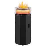 3-in-1 16kW Tragbarer Heizpilz Gas & Feuerrohr für Terrasse – Propangas Terrassenheizer & Feuersäule mit 3 Modi (Flamme/Wärme/Beides) - rauchfrei, Piezo-Zündung - Regler & Schlauch