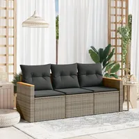 Festnight Balkon Sofa mit Stauraum Rattan Sofa Gartensofa 3 Sitzer Lounge Sofa Outdoor Rattansofa Sitzecke Balkon Lounge Klein Couch Gartenlounge Polyrattan Balkonmöbel Gartenmöbel