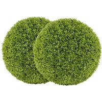 Costway 2er Buchsbaumkugel Kunstpflanze Kugelpflanzen Grün 50cm UV-beständige Buchskugeln, hellgrüne Dekokunstpflanzen
