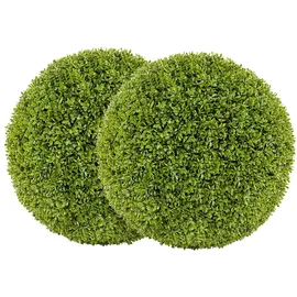 Costway 2er Buchsbaumkugel Kunstpflanze Kugelpflanzen Grün 50cm UV-beständige Buchskugeln, hellgrüne Dekokunstpflanzen