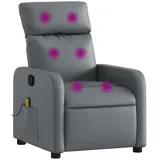 vidaXL Massagesessel, Sessel Verstellbare Rückenlehne Fußteil, Fernsehsessel Relaxsessel mit Liegefunktion, Liegesessel Polstersessel Ruhesessel, Grau Kunstleder