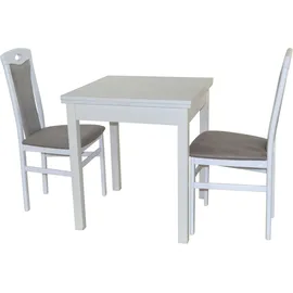 HOFMANN LIVING AND MORE Essgruppe »3tlg. Tischgruppe«, (Spar-Set, 3 tlg., 3tlg. Tischgruppe), Stühle montiert, weiß