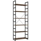 Homfa Standregal, Leiterregal, Bücherregal, Lgerregal mit 6 Etagen 194,5cm braun