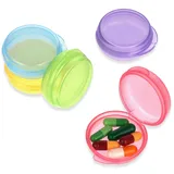 WLLHYF 5 Stück Mini-Pillendose Kleine Pillen-Organizer-Box Tragbarer Vitamin-Halter Reise-Pillendose (Gelb+Grün+Blau+Lila+Rosa)