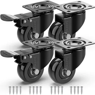 GBL 4x Möbelrollen mit 2 Bremsen - 4 Schwerlast Rollen für Möbel mit 2 Bremsen - 50mm x 200kg Schwerlastrollen - Lenkrollen Transportrollen Laufrollen - Möbel Rollen Schwerlast