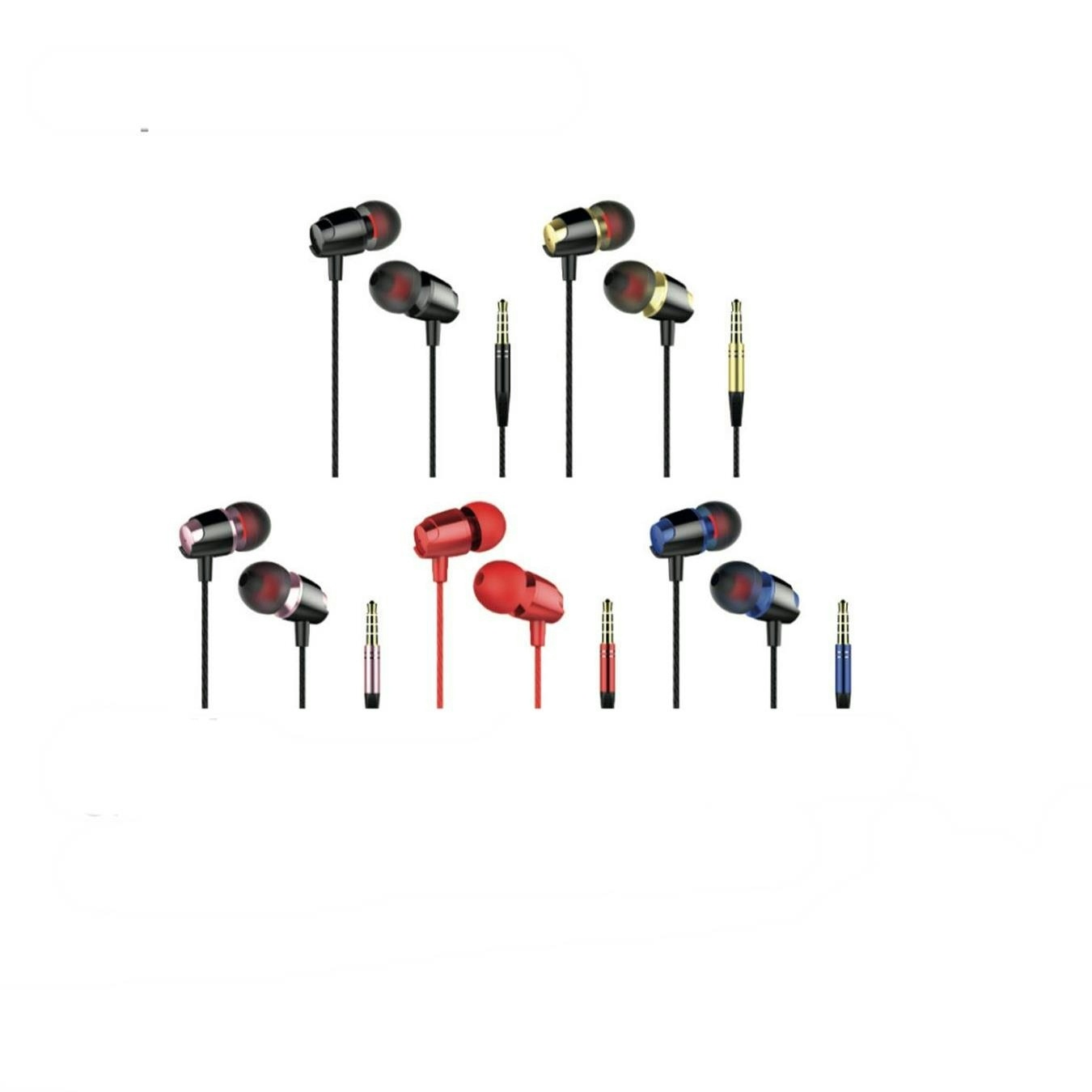 Sunix Ohrhörer Stereo Kopfhörer In-Ear Headset 3,5 mm AUX Anschluss kompatibel mit Smartphones & Tablet in Rot