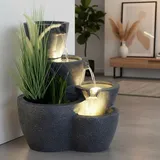 Zimmerbrunnen mit Beleuchtung Botana Gartenbrunnen bepflanzbar Springbrunnen Terrassenbrunnen (LED: Warm-Weiß)