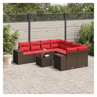 vidaXL Gartensofa-Set 9-tlg. braun Polyrattan