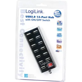 Logilink UA0126 - USB 2.0 Hub 13-Port m. Netzteil Schwarz