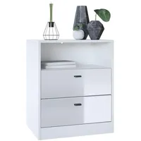 Vladon Kommode, Weiß Hochglanz, 56x67.5x36 cm, Wohnzimmer, Kommoden &