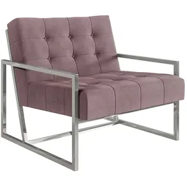 s-style möbel Loungesessel 84 x 81 x 89 cm Rosa/Silber mit Wellenunterfederung