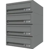 JU Hausbrieffachanlage 4-teilig, 300 x 440 x 380 mm, Stahl grau RAL 9007