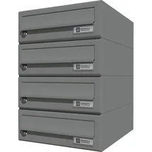 JU Hausbrieffachanlage 4-teilig, 300 x 440 x 380 mm, Stahl grau RAL 9007