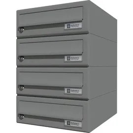 JU Hausbrieffachanlage 4-teilig, 300 x 440 x 380 mm, Stahl grau RAL 9007