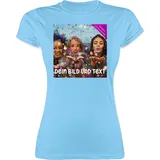 Shirt Damen - Foto eigenem - Fotogeschenk I Geschenk Bild personalisiert I Geschenk mit Bild I Custom Photo - M - Hellblau - selber Bedruckte t-Shirts muttertagsgeschenk Tshirt selbst drucken Druck - M