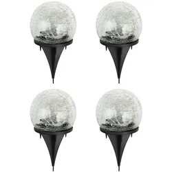 Haushalt International HI 70395 Solar LED Crackle Glas Lampen Set 4er