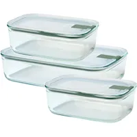 Mepal Frischhaltedosen-Set EASY CLIP Glas eckig 1,5 + 2