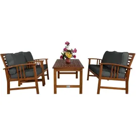DEUBA Casaria® Gartenmöbel Set Atlas Holz Fsc®-zertifiziert wetterfest 300kg Belastbarkeit Tisch Sessel Auflagen Garten Terrasse Möbelset Akazie Anthrazit