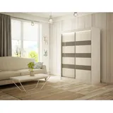 altdecor Kleiderschrank, Weiß, Grau, Holzwerkstoff, 120x215x61 cm Schlafzimmer, Kleiderschränke