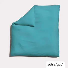 schlafgut Knitted Jersey Blau 135 x 200 cm + 40 x 80 cm