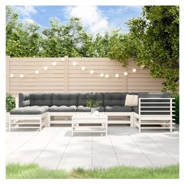 vidaXL 8-tlg. Garten-Lounge-Set mit Kissen Weiß Massivholz
