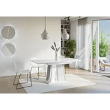 Esstisch DOHA, Stilvoll Ausziehbar Esszimmertisch, Design Tisch, Esszimmer (Weiss Hochglanz + Beton) - Weiß