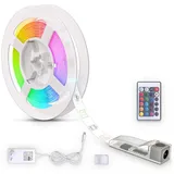 B.K.Licht Schrankleuchte LED Strip 5M Fernbedienung Farbwechsel - BKL1425, LED fest integriert, 3000K - Warmweiß, LED Stripes Lichterkette Streifen selbstklebend IP20/IP44 weiß 10 cm x 300 cm x 3 cm