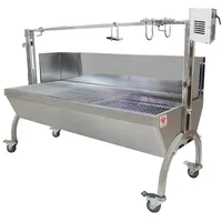 Beeketal 'BSGW-150H' Profi Spanferkelgrill mit Windschutz, mobiler Spießgrill mit Grillmotor und höhenverstellbarem Drehspieß, stabile Edelstahl Konstruktion mit 4 bremsbaren 360° Grad Rollen