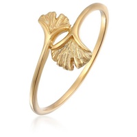 Elli PREMIUM Offen Verstellbar Ginkgo Blatt Natur 375 Gelbgold Ringe Damen