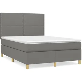 vidaXL Boxspringbett mit Matratze Dunkelgrau 140x200 cm Stoff