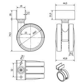 SOTech Möbelrolle Hamm Ø 63 mm 74,5 mm